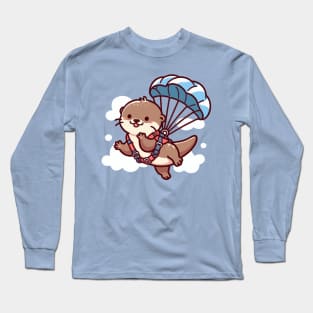 Funny otter Skydiving Long Sleeve T-Shirt